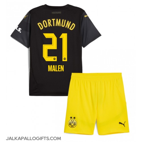 Borussia Dortmund Donyell Malen #21 Vieras Peliasu Lasten 2024-25 Lyhythihainen (+ Lyhyet housut)